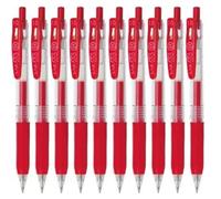 Zebra Sarasa Clip 1.0 Retractable Gel Ink Pen Rubber Grip 1.0mm Red Ink Value Set of 10