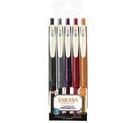 Zebra Sarasa JJ15-5C-VI2, bolígrafos de tinta de gel 0,5 mm con agarre de goma, colores vintage, 5 colores