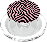 Zebra Stripes Accessories Black with Pastel Pink Aesthetic PopSockets PopGrip para MagSafe