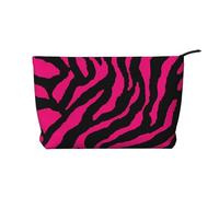 Zebra Tiger Leopard - Bolsa de maquillaje de pana rosa - Bolsa de cosméticos versátil con cremallera para uso diario y organizador de capacidad de viaje, Black, Talla única
