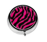Zebra Tiger Leopard Pink, pastillero, pastillero cuadrado para bolsillo o monedero, pastillero pequeño, organizador de pastillas de viaje