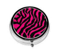 Zebra Tiger Leopard Pink, pastillero, pastillero cuadrado para bolsillo o monedero, pastillero pequeño, organizador de pastillas de viaje