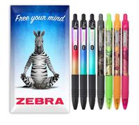 Zebra Z-Grip - Bolígrafo liso con punta de 1,0 mm, barriles metálicos y tropicales, en paquete de regalo (paquete de 7)