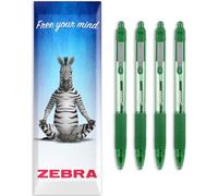 Zebra Z-Grip - Bolígrafo retráctil de tinta suave, punta de 1,0 mm, paquete de 4 bolígrafos, en caja de regalo, color verde