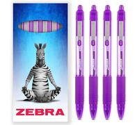 Zebra Z-Grip - Bolígrafo retráctil de tinta suave, punta de 1,0 mm, paquete de 4 bolígrafos, en caja de regalo, color violeta