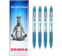 Zebra Z-Grip - Bolígrafo retráctil de tinta suave, punta de 1,0 mm, paquete de 4 bolígrafos, en caja de regalo, color azul claro