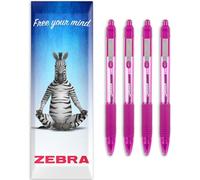 Zebra Z-Grip - Bolígrafo retráctil de tinta suave, punta de 1,0 mm, paquete de 4 bolígrafos, en caja de regalo, color rosa