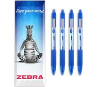 Zebra Z-Grip - Bolígrafo retráctil de tinta suave, punta de 1,0 mm, paquete de 4 bolígrafos, en caja de regalo, color azul