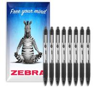 Zebra Z-Grip - Bolígrafo retráctil suave con punta de 1,0 mm, paquete de 8 unidades, en paquete de regalo (negro)