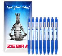 Zebra Z-Grip - Bolígrafo retráctil suave, punta de 1,0 mm, paquete de 8 unidades, en paquete de regalo (azul)