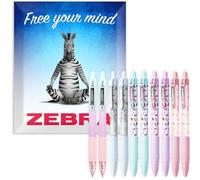 Zebra Z-Grip - Bolígrafo suave con punta de 1,0 mm, color rubor pastel, barriles de color degradado, tinta negra, en paquete de regalo (paquete de 10)