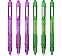 Zebra Z-Grip Smooth - Retractable Ballpoint Pen - Pack of 6-3 x Green, 3 x Purple
