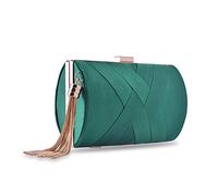 zebrum Bolso de embrague de noche para mujer, bolso de mano, bolso de boda, bolso de embrague de fiesta para damas, gran opción de regalo (borla verde oscuro-elegante