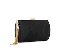 zebrum Bolso de embrague de noche para mujer, bolso de mano, bolso de boda, bolso de embrague de fiesta para mujer, gran opción de regalo (borla elegante negro)
