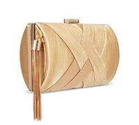 zebrum Bolso de mano de noche para mujer, bolso de mano de diseñador para fiesta, boda, bolso de mano, Borla elegante, color dorado, Talla única
