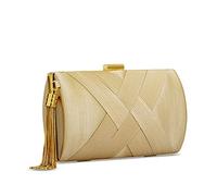 zebrum Bolso de mano de noche para mujer, bolso de mano de diseñador para fiesta, Borla elegante y beige, Talla única