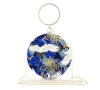 zebrum Bolso de mano de noche para mujer, bolso de noche de diseñador, bolso de mano de fiesta para mujer, Blue-big Round, Talla única