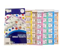 ZEBTON 4 libros de boletos de bingo, colores surtidos, 600 boletos de bingo gigantes, varios juegos, divertidos bingo, 6 para ver boletos