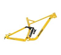 ZECHAO Cuadro Bicicleta de Montaña con Suspensión Total 27,5"/29", Eje Pasante 12 X 148 MM Freno de Disco 16"/18", DH/Am/XC con Amortiguadores Traseros(Yellow,M)
