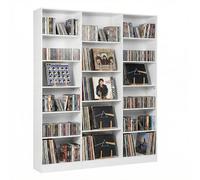 ZECIIYE Estantería para CD, color blanco, con 17 compartimentos, almacenamiento DVD Blueray, 188 cm de alto, para salón, cocina, dormitorio, estudio y oficina, 149 x 23,5 x 188 cm, color blanco mate