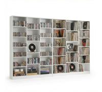 ZECIIYE Juego de 2 estanterías para CD, color blanco, con 17 compartimentos, almacenamiento DVD Blueray, 188 cm de alto, armario de manga para salón, cocina, dormitorio, estudio y oficina, 149 x 23,5