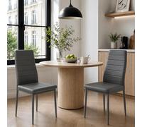 ZECIIYE Juego de 2 Sillas de Comedor Gris Polipiel Fácil de Limpiar Silla Cocina Moderna Acolchada Patas Metal Respaldo Alto Salvaspacio Impermeable