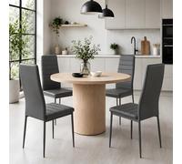 ZECIIYE Juego de 4 Sillas de Comedor Gris Polipiel Fácil de Limpiar Silla Cocina Moderna Acolchada Patas Metal Respaldo Alto Salvaspacio Impermeable
