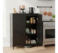 ZECIIYE Pack de 2 Armarios de Oficina Negros con Llave de Melamina, Muebles de Almacenaje 80x40x100cm, Aparadores Modernos de Madera de Melamina para Despacho y Hogar