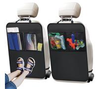Zecirl Funda de asiento trasero para niños, paquete de 2 protectores de asiento trasero, protectores de respaldo de asiento de coche con organizador de almacenamiento de 2 bolsillos, para asientos de