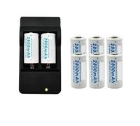ZECKJVTD Batería De Iones De Litio 16340 De 3,7 V Y 2800 MAh, CR123A, Recargable, 3,7 V, CR123, Linterna LED Tipo Bolígrafo, con Cargador(Blue)