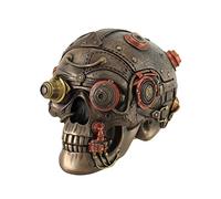 Zeckos Acabado en Bronce Aspecto de Piel Gear Head - Steampunk de Calavera Joyero/Stash Box