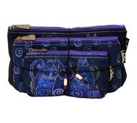 Zeckos Bags 3/Pkg Cats Laurel Burch-Neceser de cosméticos, diseño de Gatos índigo, Juego de 3, Mezcla de algodón, añil, Talla única, 3