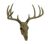 Zeckos Little Bucky - Cráneo de ciervo sintético montado en la pared de 15 pulgadas con cuernos de 10 puntos, acabado envejecido pintado a mano, encanto de cabaña o occidental para tu espacio de vida