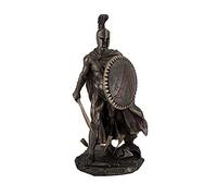 Zeckos Rey espartano Leónidas con espada y escudo estatua de bronce, 25,4 cm