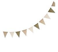 Zecnaud Guirnalda de banderines de lino para exteriores, 12 banderas, espacio ajustable, para bodas, cumpleaños, fiestas, jardín, decoración impermeable (A)