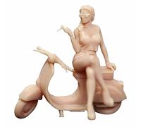 ZEDACAKAI 1/43 Chica Montando Una Motocicleta Fumando Mujer Sexy Modelo Miniatura Mesa Arena Villano Escena Necesita ser Coloreado Por Usted mismo#2