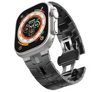 ZEDEVB Correa de acero inoxidable para Apple Watch Ultra 2 Band 49 mm 45 mm 44 mm 42 mm, correa de metal con cierre plegable para Apple Watch Series 9 8 7 6 5 4 3 2 1 Ultra/Ultra 2 Men(Black)