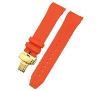 ZEDEVB Correa de reloj de goma con extremo curvado, 21mm, 22mm, para Tissot T120 Seastar T120407A T120417A, pulsera de silicona negra y naranja(Orange gold2,22mm)