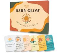 ZEDORA Tarjetas de afirmación con soporte de madera, kit de tablero de manifestación guiada de 24 días y visión de atención plena con afirmaciones diarias positivas para mujeres