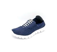 Zee Alexis Danielle - Zapatillas deportivas para mujer, transpirables, ligeras, flexibles, informales, cómodas, sin atar, con cordones elásticos, Parte inferior azul marino/blanco, 37 EU
