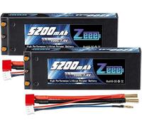 Zeee 2S Lipo 7.4V 5200mAh 100C RC Batería con Conector Deans T esférico de 4.0mm para RC Coche Camión Avión Helicóptero Barco Buggy Wing (2 Piezas)
