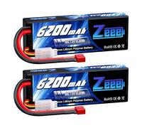 Zeee 2S Lipo Batería 7.4V 80C 6200mAh con Deans Plug Lipo RC Batería Estuche rígido para RC Coche RC Avión RC Helicóptero RC Hobby (2 Piezas)