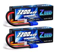Zeee 3S Lipo - Batería de 7200 mAh, 11,1 V, 80 C 3S, carcasa dura con conector EC5 para FPV Racing Drones Helicóptero RC Evader BX Auto Truck LKW Truggy RC Hobby (2 paquetes)