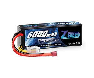 Zeee 3S Lipo RC Batería 11.1V 80C 6000mAh con Conector en T para 1/8 and 1/10 RC Vehículos Coche RC Buggy Truggy RC Avión UAV Drone FPV.