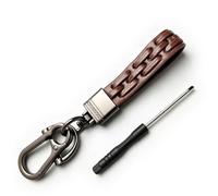 ZEEGII Llavero de Cuero Trenzado para Fiat 124 Spider Bravo Doblo Fiorino | Anillo auto con destornillador. Mosqueton de metal resistente. La correa asegura el control remoto de su vehiculo