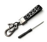 ZEEGII Llavero de Cuero Trenzado para Fiat 124 Spider Bravo Doblo Fiorino | Anillo auto con destornillador. Mosqueton de metal resistente. La correa asegura el control remoto de su vehiculo