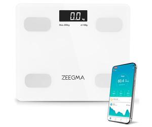 ZEEGMA Gewit bilancia pesapersone con peso corporeo bilancia pesapersone analisi digitale fino a 17 parametri corporei misurazione precisa LCD campo di misurazione del peso fino a 200 kg (Blanco)