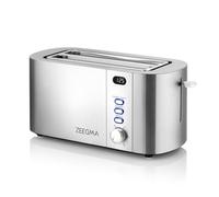 ZEEGMA TOSTEE CHEF Tostadora de Pan de 4 Rebanadas de Acero Inoxidable, Soporte para Panecillos 1500 W, Descongelar, Recalentar y Parar, Bandeja para Migas, Pantalla LED con Temporizador, 6 Niveles