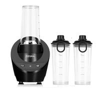 ZEEGMA Vitamine Base Batidora Eléctrica para Cócteles y Smoothies 300W, Mini Batidora 2 Botellas Intercambiables 400ml, 2 Velocidades, Trituraración de Hielo y Botella Portátil