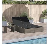 Zeehear Tumbona doble gris de poliratán con respaldo ajustable y cojín extraíble, resistente a la intemperie y ergonómica para terraza, balcón, piscina, camping al aire libre para relajarse